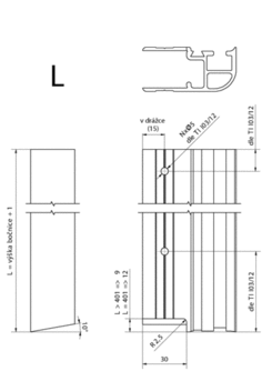 Edging profile K20, rear, anod., 401mm, L