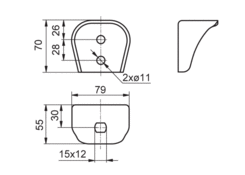 Mounting bracket B 70mm hot zinc