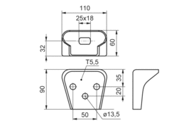 Mounting bracket 105mm Fe