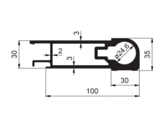 Oberes Kipperprofil 100x30mm, Al