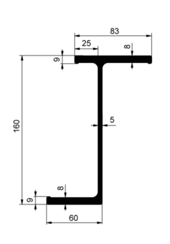 Subframe profile T 160, anod