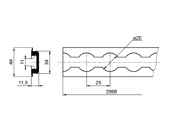 Airline track, embedded, 2998mm