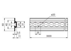 Airlineschiene versenkbar 2998mm