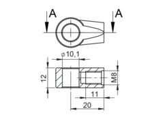 Gas strut ring M8 10,1-12x20