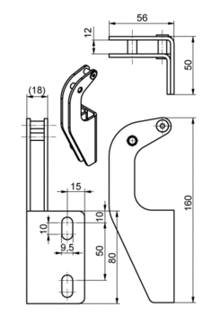 Gas spring holder M8 upper thread P