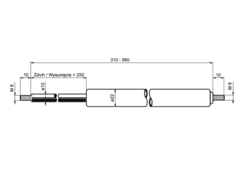 Gas strut GF 10/22, 550N / 250mm