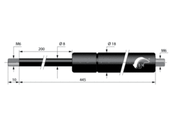 Gas strut GF 8/18, 450N 200mm