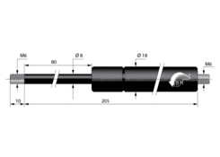 Gas strut 8/18 500N 80mm