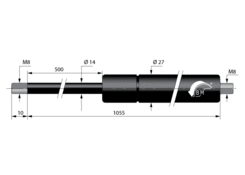 Gas strut GF 14/27 1600N 500mm
