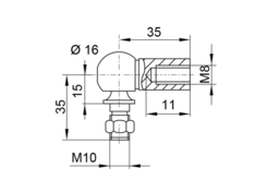 Przegub kulowy WG 15x35 M8/M10