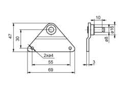 Halteplatte o8mm für Gasfeder, verzinkt