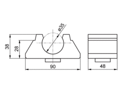 Tarpaulin bar socket 35mm, rubber