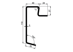 Steel frame profile 110/3/27, L=6,3m