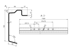 Profil oceľ.rámu 160/4/27 L=7,3m
