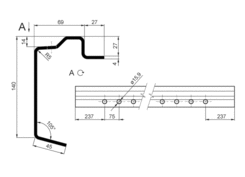 Steel frame profile 140/4/27 7,3m holes