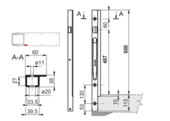 Słupek AL K20/600 przedni, lewy
