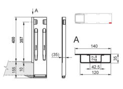 Słupek Zn K20/400mm tylny L