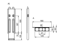 Słupek K20/500mm boczny, z KT, al