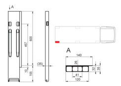 Pillar K20/600 rear right aluminium