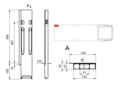 Pillar K20/600 rear left aluminium