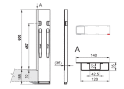 K20 pillar 600 BBD rear left galvanized