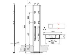 Pillar K20-2/800mm, side, with Kinetop