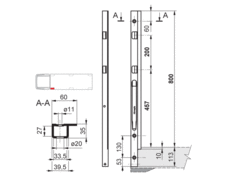 Słupek Zn K20-2/800mm przedni, lewy