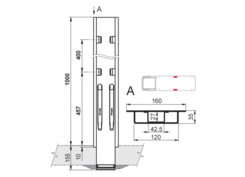 Słupek K20-2/1000 boczny bez KT, zn