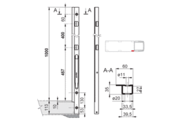 Słupek K20-2/1000mm, przedni, prawy 1113mm