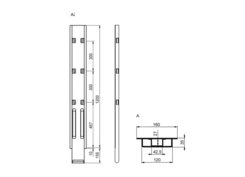 Pillar K20/1200 mm, middle, steel