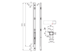 Pillar K20/1200 mm, front, right, steel