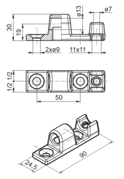 Hinge TIRex bearing hot dip galv.