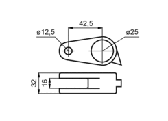 Central lock bracket, diameter 25mm