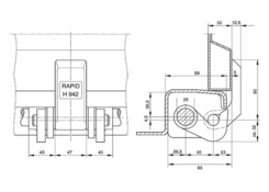 Zawias wywrotki H 942, stal, komplet