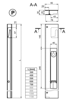 Zamek 710/400 mm P anoda