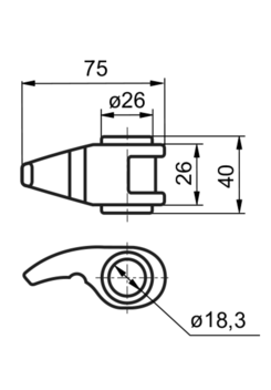 Rygiel górny zamka drzwi 18mm