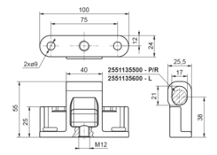 Hinge bearing 6552 N, M12