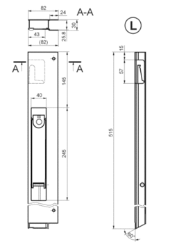 Lock 715.5 in prof. w. PA strip L 515mm