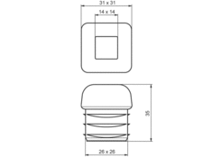 Końcówka poprzeczki plastikowa 30x30mm