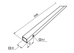 Spriegel CS MAX 4-kant 30x1,5 2086mm