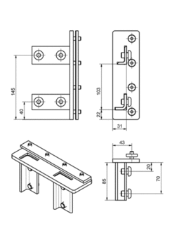 Mounting set MIDI M+S RR fixed