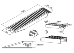 Auffahrrampe AVS 80 ohne Rand 3060mm 1t