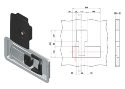 Recessed lock PUSH 29 mm, remote control