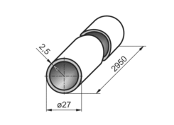 Lock bar 2950x27x2,5mm, stainless steel