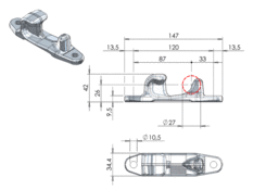 Cam mate for tube lock o27mm