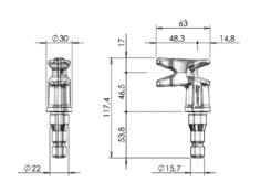 Bar lock cam o22mm, inox