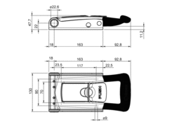 PUSH handle 22mm inox