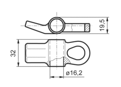 Hak zamknięcia ryglowego o16mm, Zn