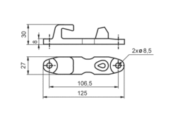 Bar lock keeper o16mm, zinc