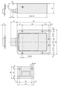 Einbauverschluss 132x98x40mm, Niro